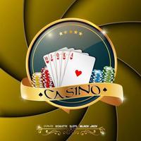 póker casino bandera con papas fritas y tarjetas vector