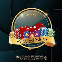 Poker casino banner with chips and dices vector