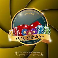 Poker casino banner with chips and dices vector