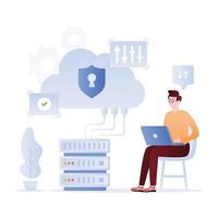 A well-designed flat illustration of cloud hosting vector