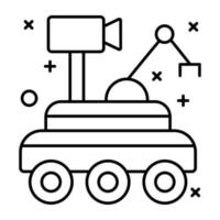 An editable linear icon of lunar rover vector