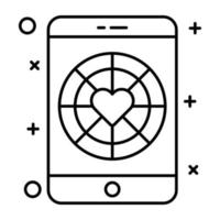 Modern linear icon of horoscope app, online love compatibility test vector