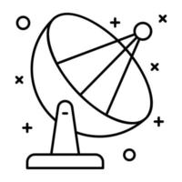 Space communication, linear icon of parabolic dish vector