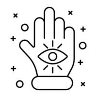 Hand with eye, concept of palm reading vector