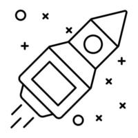 A customizable linear icon of spaceship vector