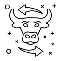 Zodiac animal symbol, linear icon of taurus vector