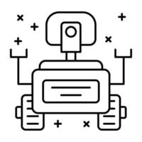 Space robot icon is designed in linear style vector