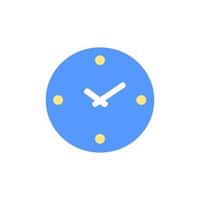 Flat round clock icon. Time-keeping, measurement of time, time management and deadline concept. Cartoon minimal style. Vector illustration for web site design, flyer, card, banner, advertisement.