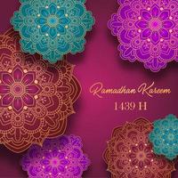 Eid Mubarak greeting card with colorful arabic design patterns vector