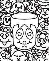 Doodle Pot coloring book for educational kids vector