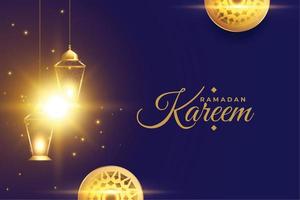 shiny ramadan kareem background with glowing light vector