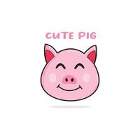 cartoon cute pig character vector