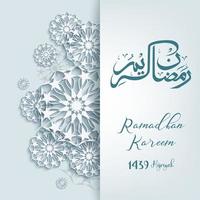 Ramadan Kareem background with arabic calligraphy and circle pattern vector