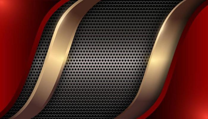 Abstract gradient red and black background with golden shape vector graphic and web design
