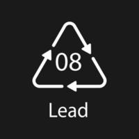 Battery recycling symbol 8 Lead , battery recycling code 8 Lead vector