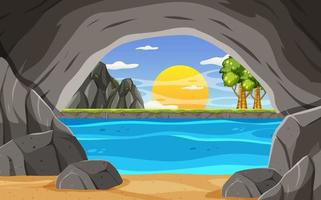 dentro del paisaje de la cueva en estilo de dibujos animados vector