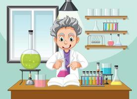 Funny scientist experiment in laboratory vector