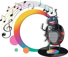 A singer ladybug cartoon character vector