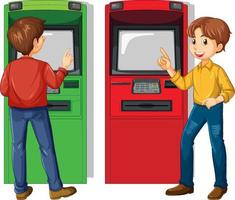 Man withdraw money from atm machine vector