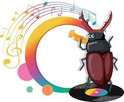 A beetle playing trumpet cartoon character vector