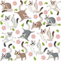 Seamless pattern with cute sugar gliders vector
