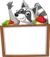 Cute raccoon holding blank board vector