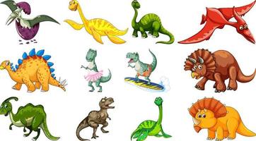 Many dinosaurs on white background vector