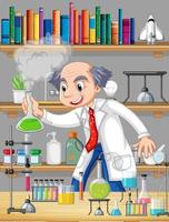 Laboratory scene with chemist cartoon character vector