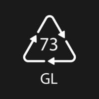 Bottle Glass recycling code 73 GL. Vector illustration