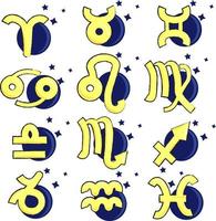 conjunto de dibujos animados zodíaco señales vector
