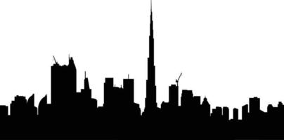 Dubai City Skyline in Silhouette vector