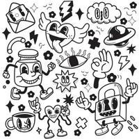 Hand drawn Abstract funny cute Comic characters.illustration for vector