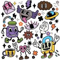 Hand drawn Abstract funny cute Comic characters.illustration for vector