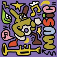 Hand drawn Abstract funny cute Comic characters. Music themed vector