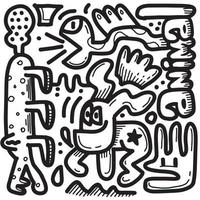 Hand drawn Abstract funny cute Comic characters. Animal themed vector
