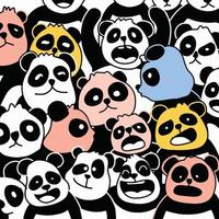 pattern with panda. Cute panda face. Doodle cartoon wallpaper. illustration. vector