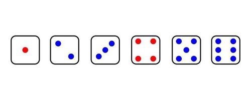 Set face cube six dot of game dice flat icon vector. vector