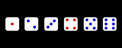 Set face cube six dot of game dice flat icon vector. vector