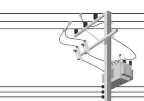 cemento alto voltaje eléctrico polo poder con transformador y soltar fusible en blanco antecedentes plano vector diseño.