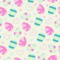 Pattern with Easter eggs and flowers on a yellow background vector