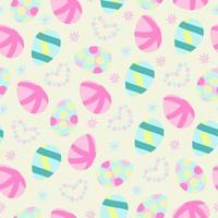 Pattern with Easter eggs and flowers on a yellow background vector