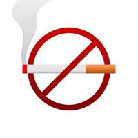 Stop no smoking cigarette on white black background warning sign icon flat vector design.