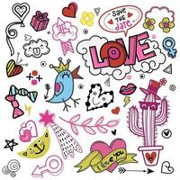 hand drawn love doodles vector