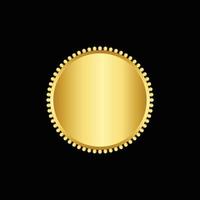 Round golden badge isolated on a Black background, seal stamp gold luxury elegant banner con, Vector illustration certificate gold foil seal or medal isolated.