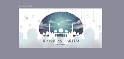 acuarela Ramadán kareem bandera modelo vector