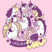 cute magic collection with unicorn, rainbow, fairy wings vector