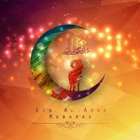 Eid Al Adha background design with colorful moon and sheep vector