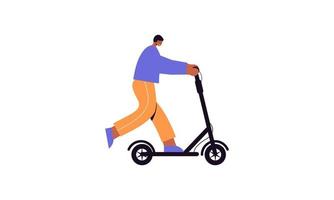 People riding electric walk scooters at full speed illustration vector