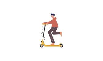 People riding electric walk scooters at full speed illustration vector