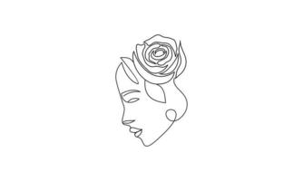 Woman face with beautiful abstract lines logo vector